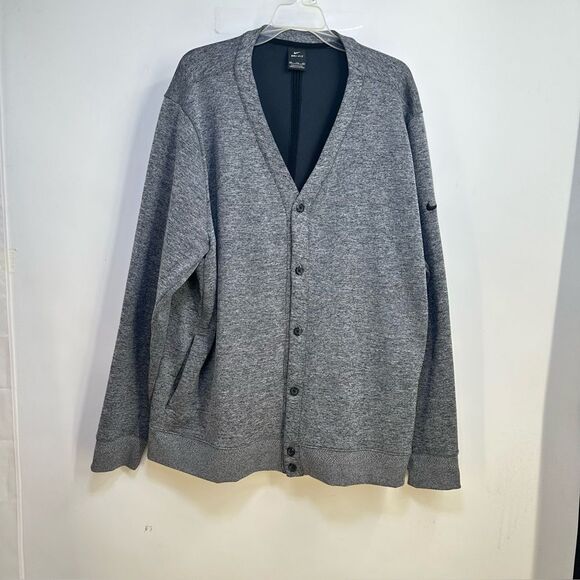 Nike Dri-Fit Size XXL  Mens' Button Front V-Neck Marled Gray Vented Sweater - Picture 1 of 10